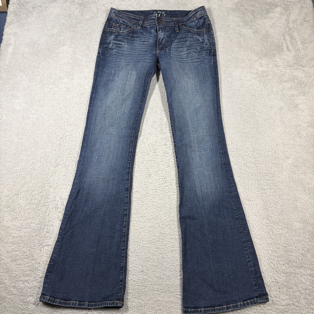 VINTAGE 575 Low Rise Bootcut Flare Jeans Dark Wash Womens 28x33 Tall Faded Y2K